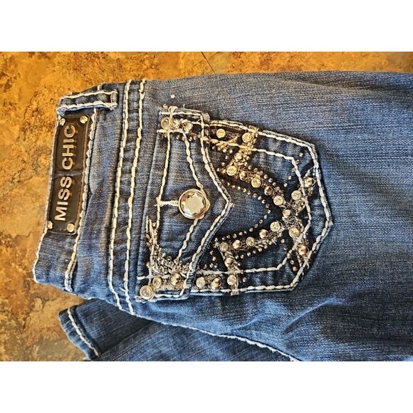 Miss‎ Chic Size 3=29"W Jeans New Fashion Embellished 23" Inseam - Picture 2 of 10